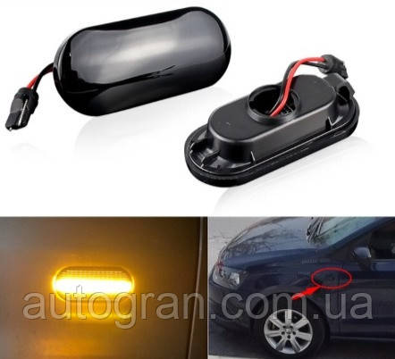 LED Покажчики повороту на крило Ford C-Max Fiesta Focus MK2 Fusion Galaxy чорні, фото 1