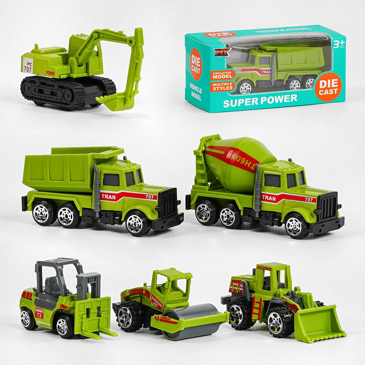 Машинка HY 601 F-6 (720) 6 видів, "Спецтехніка", металопластик, у коробці, фото 1