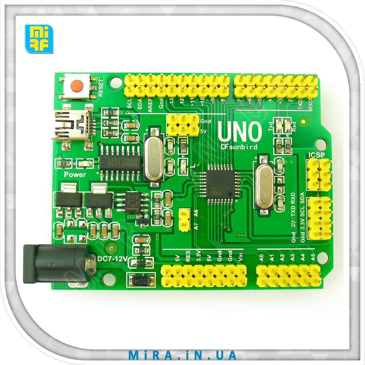 Купить Микроконтроллер Arduino UNO R3 ATMega328P MiniUSB Green, цена ...