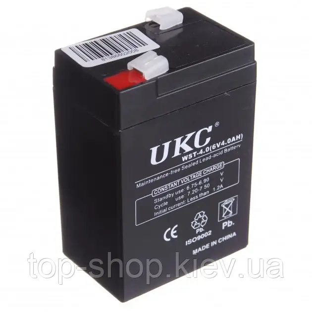 Акумулятор UKC 6v 4ah для ліхтарика та дитячого електромобіля