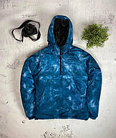 Утепленный анорак мужской | Демисезонная куртка синего цвета | Яркий стильный анорак с капюшоном XL S