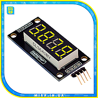 Модуль дисплей TM1637 из четырех семисегментных индикаторов, желтый. RobotDyn