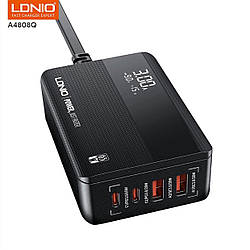 Мережевий зарядний пристрій LDNIO A4808Q PD3.0+QC4.0 Type-C 65 W Multi Fast Charger for fast charging GaN