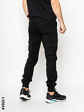 Чоловічі штани карго чорні з бічними кишенями, джогери на манжеті внизу є великі розміри батали, фото 3