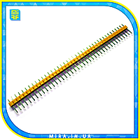 Разъем штыревой PLS-40 1х40 прямой, желтый, папа, шаг 2.54