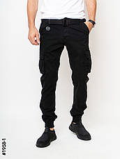 Штани карго чоловічі чорні з бічними кишенями на манжеті внизу є великі розміри батали, фото 3
