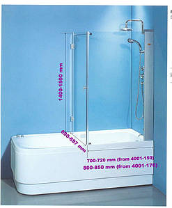 Штора для ванної KO&PO 7047 80х80х140 см кутові розпашні скло матове