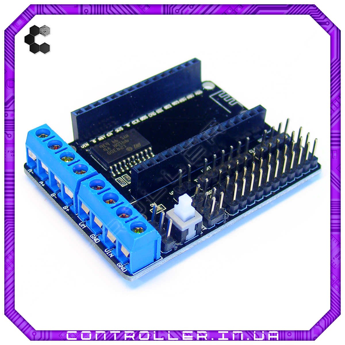 Плата адаптер для NodeMcu ESP8266 із драйвером двигуна, фото 1