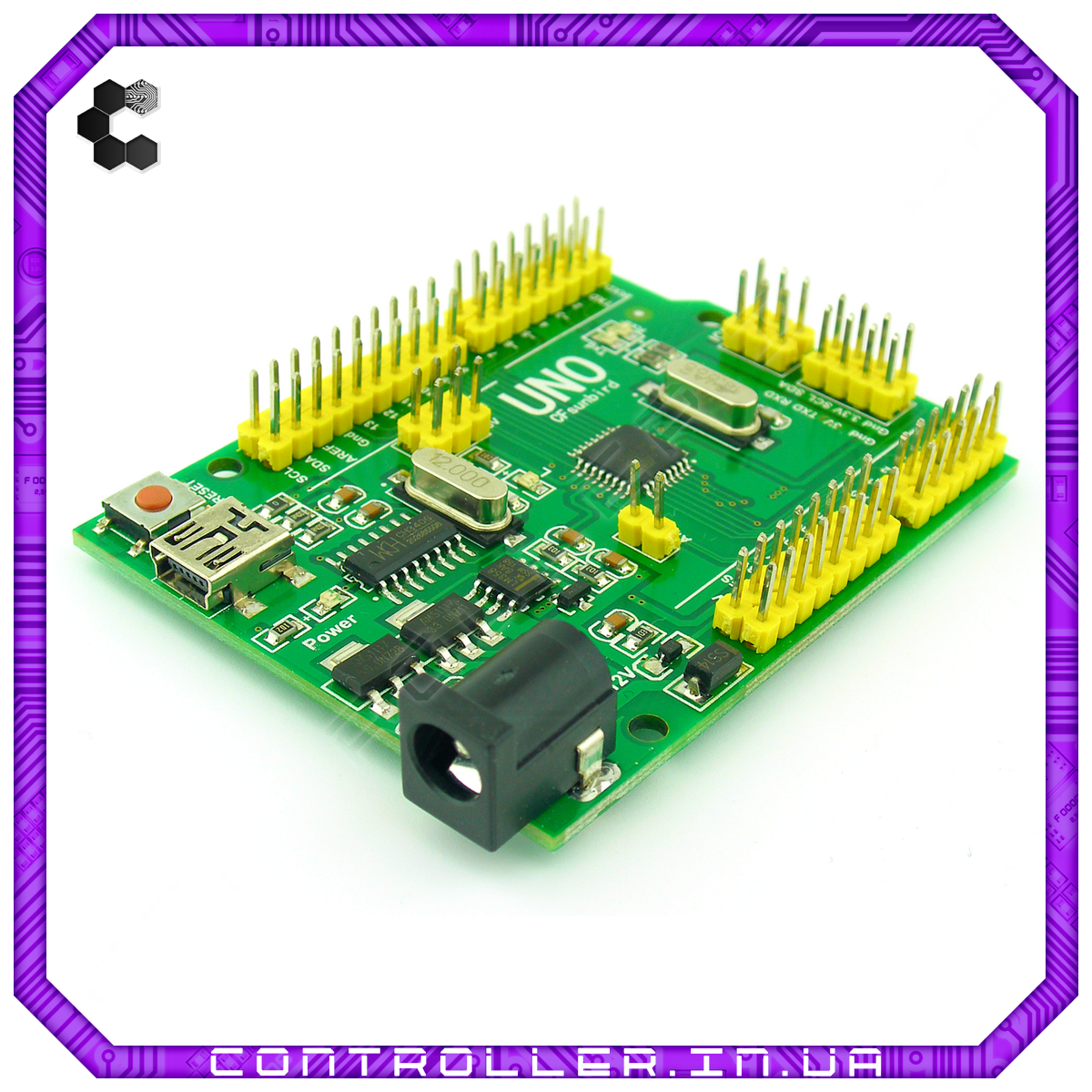 Мікроконтролер Arduino UNO R3 ATMega328P MiniUSB Green