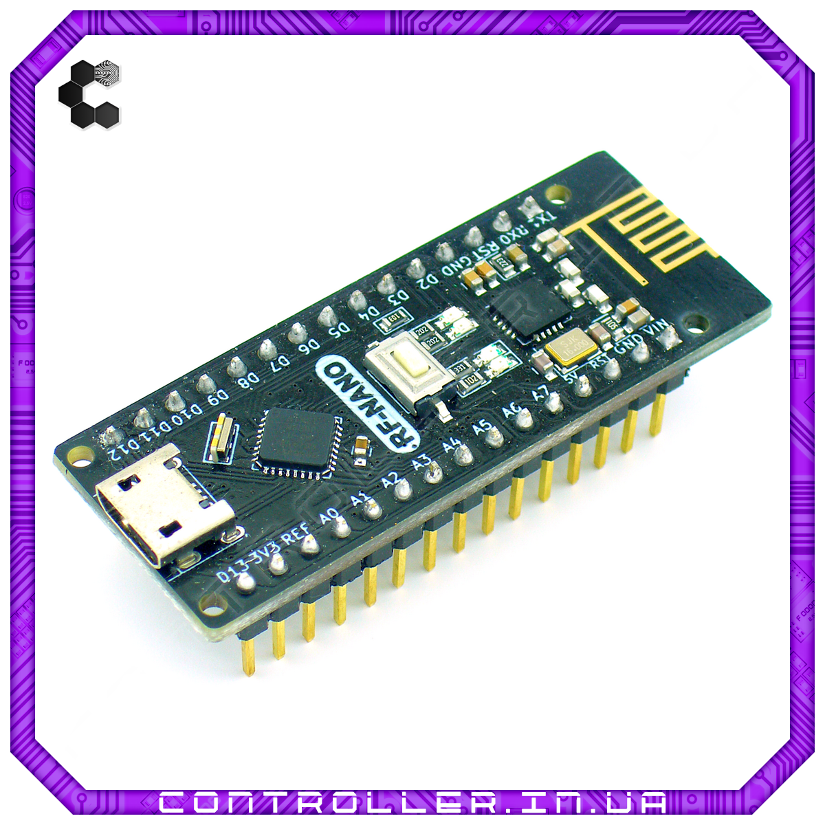 Мікроконтролер Arduino Nano 3.0 ATMega328 CH340 microUSB з NRF24l01 2,4G ніжки припаяні