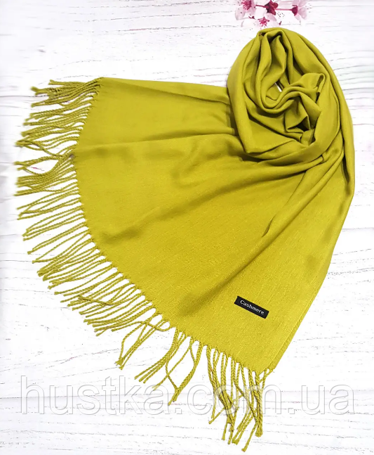 Однотонний шарф палантин Ейвері 180*60 см гірчичний
