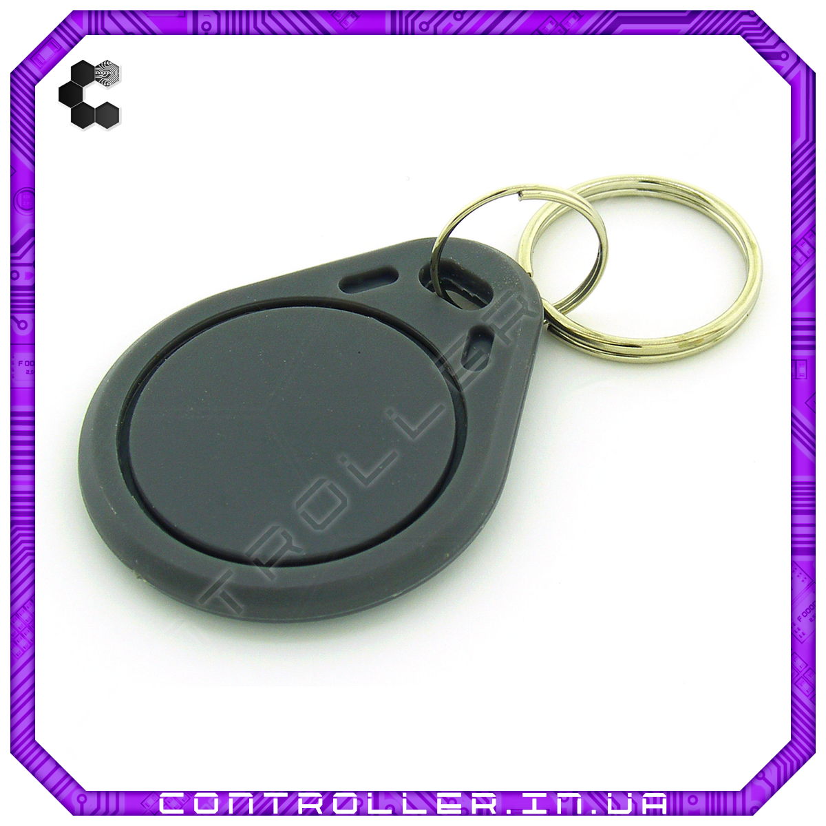 Брелок RFID/NFC Mifare Mf1 S50 13.56 MHz сірий, фото 1