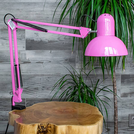 Настільна лампа на струбцині Рожева, фото 2