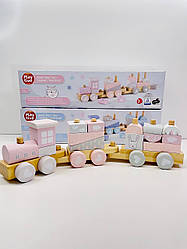 Дерев'яний потяг розвиваюча іграшка сортер веселий експрес рожевий Playtive