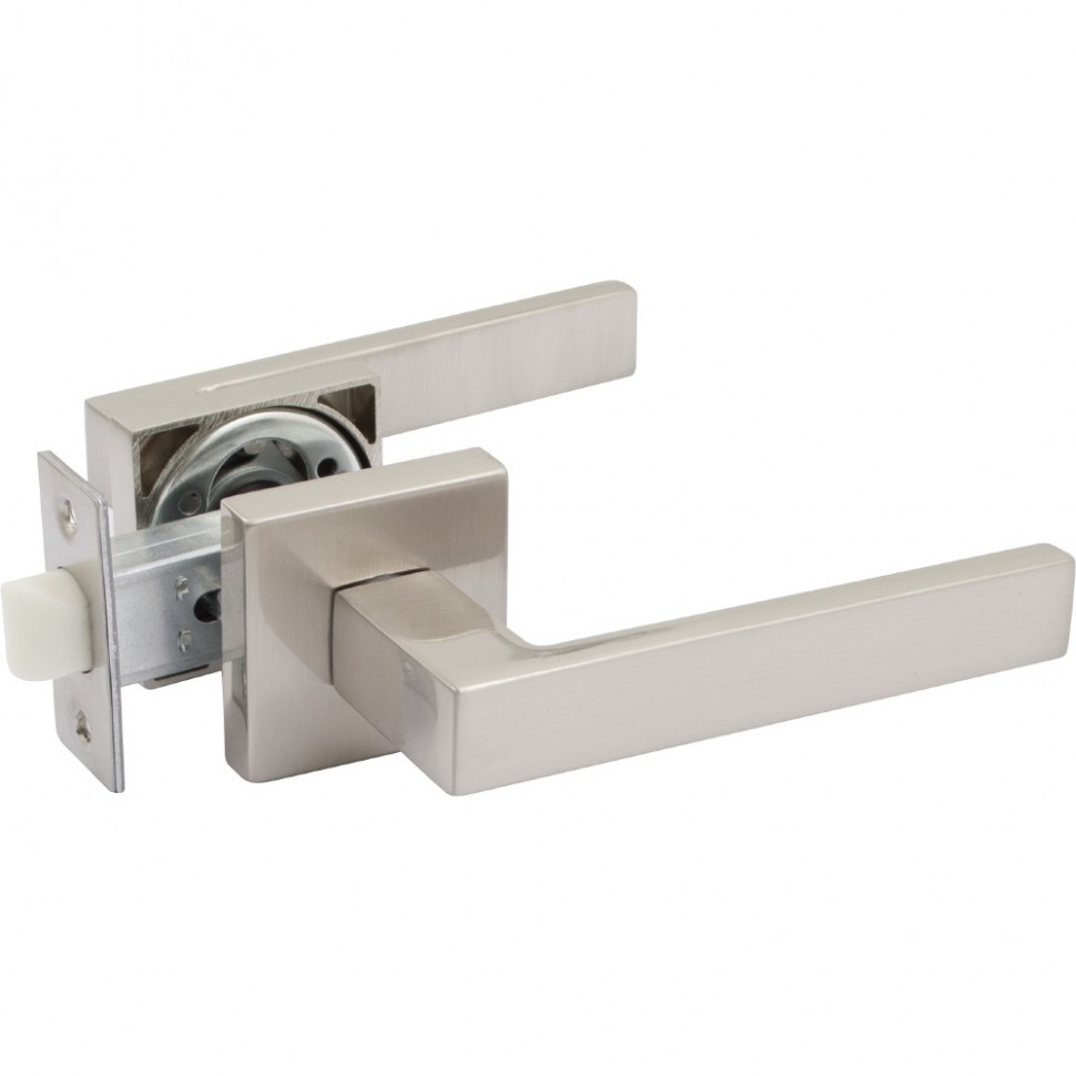 Комплект: Дверна ручка на розетці Comit Quattro + засувка Нікель матовий, фото 1