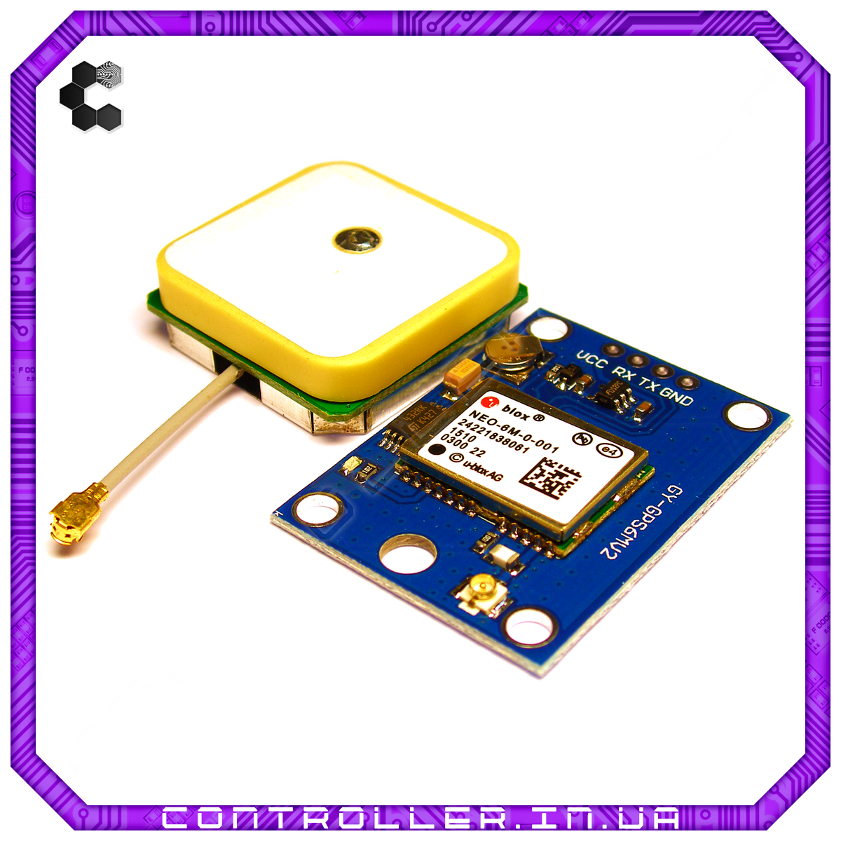 GPS-приймач GY-GPS6MV2 чіп Ublox NEO-6M з активною антеною