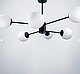 Стельова сучасна люстра з об’ємними білими плафонами в чорному каркасі на 6 або 8 ламп, фото 2