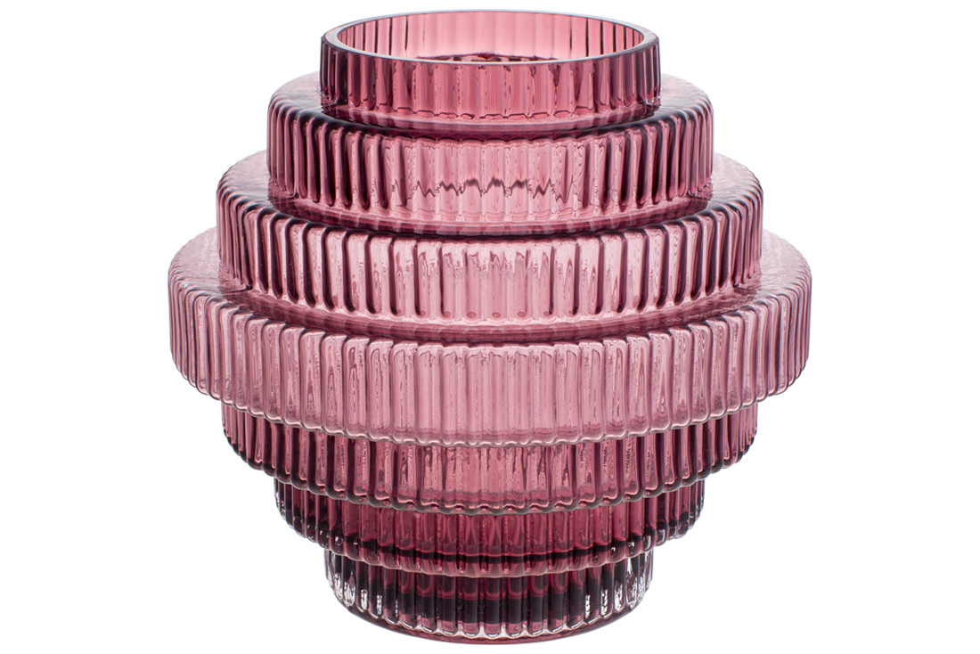 Скляна ваза Торнадо 16*16*15 см, колір — бордо ( 420-133)