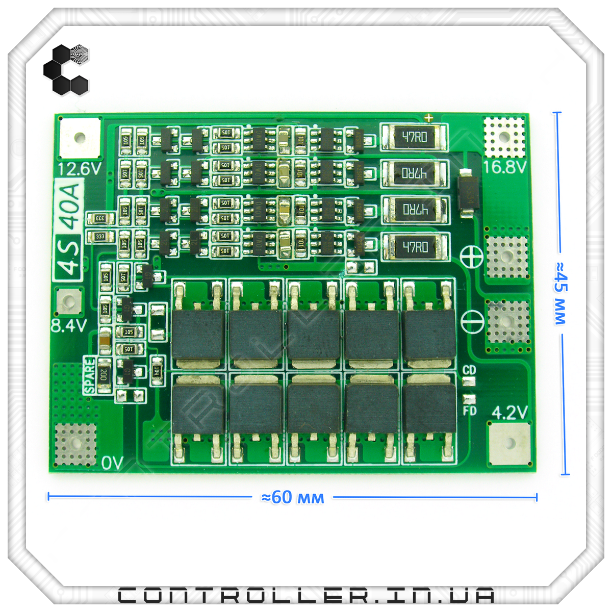 Контроллер (плата защиты) Li-ion аккумуляторов 18650 с балансировкой BMS 4s 40А v2.3 - фото 2 - id-p1610820823