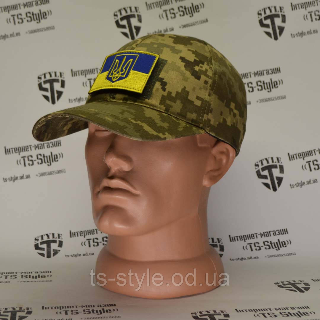 Бейсболка тактична в камуфляжі ММ-14 з патчем Прапор України і регулюванням розміру