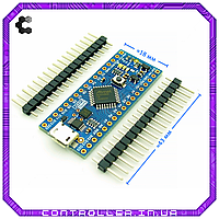 Микроконтроллер Arduino Nano Atmega4808 Micro USB CH340, ножки не распаяны