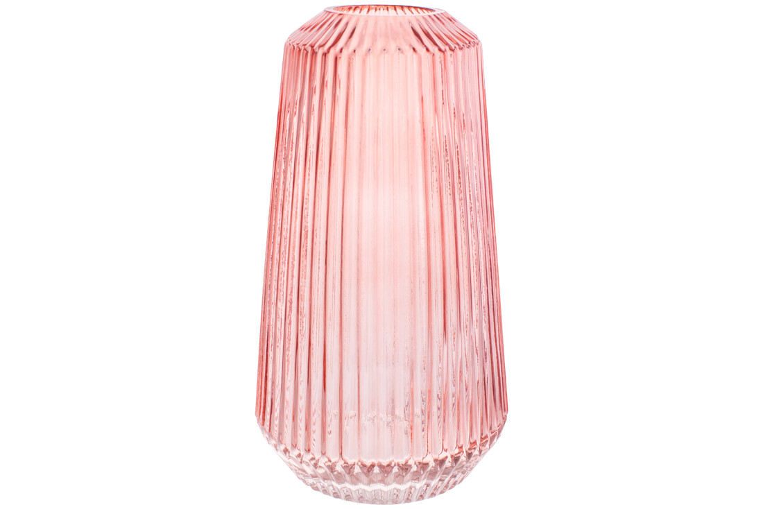 Скляна ваза Тріумф 15*30 см, колір — кораловий (591-333)