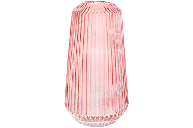 Скляна ваза Тріумф 15*30 см, колір — кораловий (591-333), фото 1