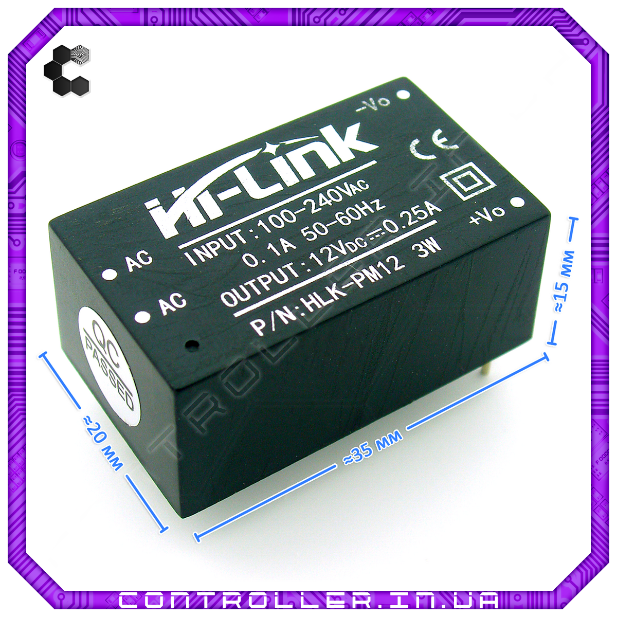 Модуль блоку живлення HLK-PM12 TSP-12 3Вт 0.25А 12В
