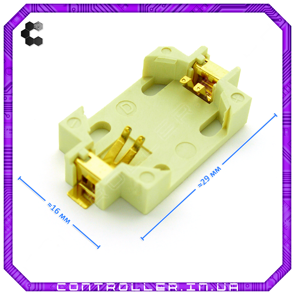 Відсік SMD для однієї батареї CR2032. Білий, фото 1