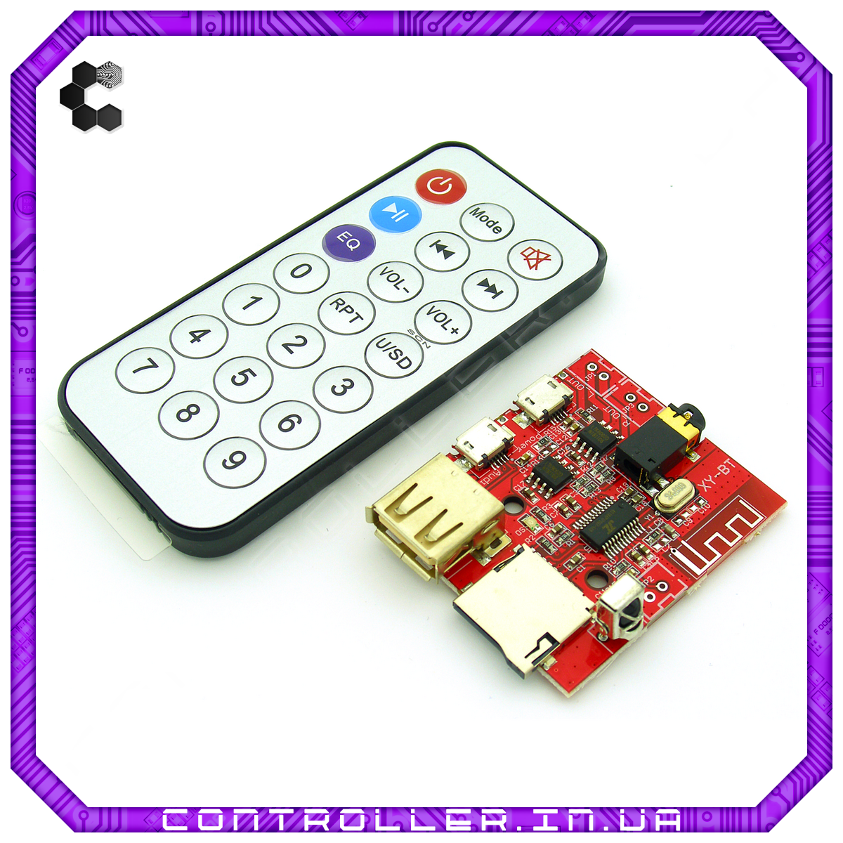 Плеєр MP3 Bluetooth 4.1, USB, SD, MP3 декодер, приймач, пульт, фото 1