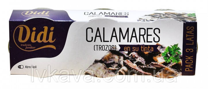 Кальмар у власних чорнилі Calamares trozos en tinta Didi , 3 х 80 гр