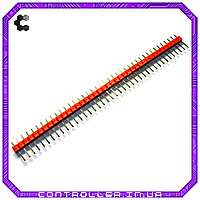 Роз'єм штирьовий PLS-40 1х40 прямий, червоний, тато, крок 2.54