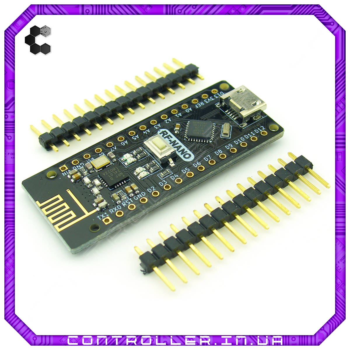 Мікроконтролер Arduino Nano 3.0 ATMega328 CH340 microUSB з NRF24l01 2,4G ніжки не розпаяні