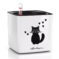 Вазон Cube Glossy Cat 14 белый блестящий Lechuza