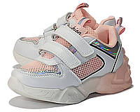 Кроссовки весенние осенние спортивная обувь для девочки 7982В белые с персиковым ТОМ р.27,30