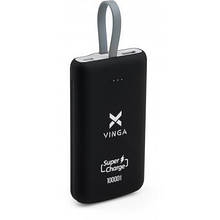 Батарея универсальная Vinga 10000 mAh SuperQC soft touch w/cable 22.5W black (VPB1SQSCBK) - Вища Якість та