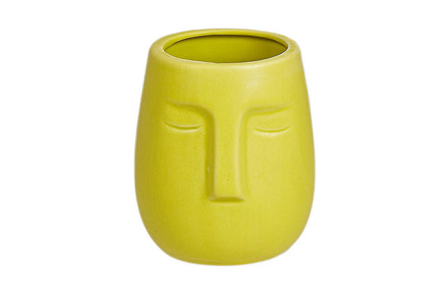 Ваза порцелянова Обличчя 8.4*8.4*9.9 см, колір — жовтий, матовий, у пакованні 2 шт. (727-508), фото 1