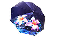 Атласный фиолетовый зонт с цветком 893/4
