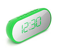 Электронные часы с будильником Voltronic VST712YG зеркальный дисплей, питание от кабеля USB, Green