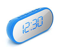Электронные часы с будильником Voltronic VST712YB зеркальный дисплей, питание от кабеля USB, Blue
