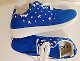 Кросівки жіночі весняні літні блакитні текстильні, фото 3