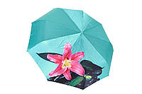 Атласный бирюзовый зонт с цветком 721/3