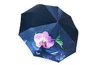 Атласный синий зонт с цветком 721/4