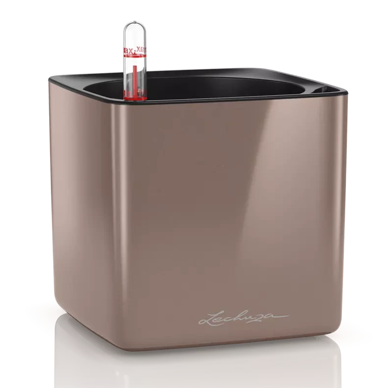 Вазон Cube Glossy Glossy 14 димчастий Lechuza, фото 1