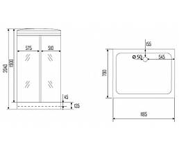 Душовий бокс KO&PO 715 W 120x80х215 см з низьким піддоном правий розсувні двері матове скло, фото 6