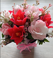 Подарки девушкам женщинам на 14 февраля 8 марта день рождения букеты из мыльных роз из твердого мыла, 15 шт.