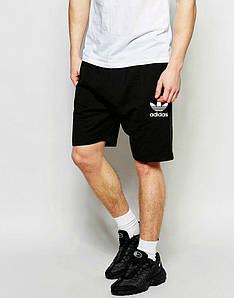 Шорти чоловічі Adidas чорні на гумці і шнурку Бріжди Адідас з кишенями Бермуди трикотажні бавовна