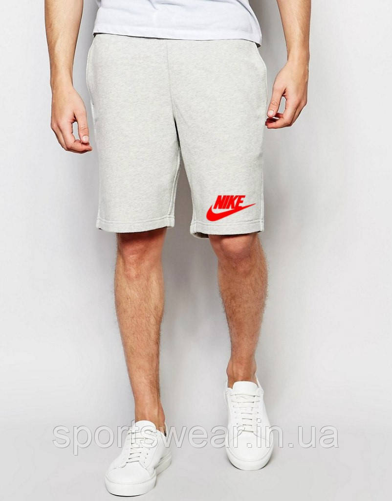 Шорти Nike ( Найк ) сірі позначка+лого червоне "" В стилі Nike ""