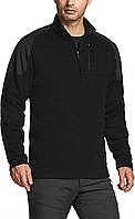 Fleece Sweater Half Zip Solid Black X-Large Чоловічий термофлісовий пуловер із напівзастібкою CQR, зимови