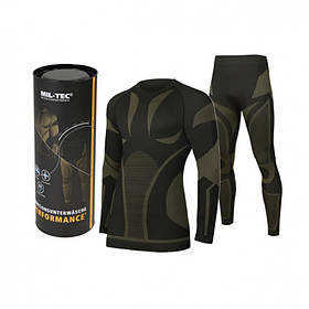 Термобілизна Mil-Tec Performance Чорна із зеленим 11225002